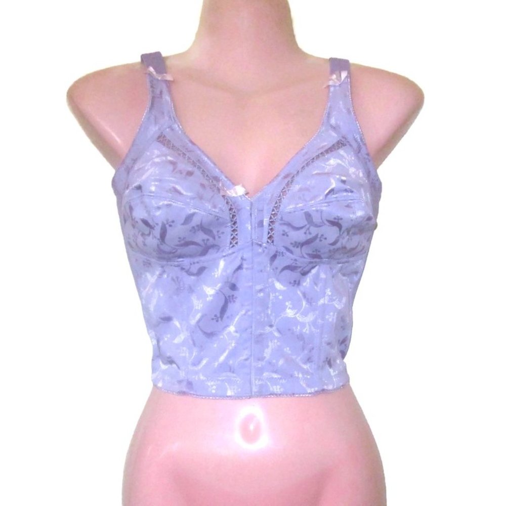 purple vintage corset bra new front closure opening size 36b